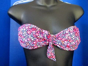 TRAJE DE BAÑO BIKINI ANTIGUO AZUL MARINO~Azul Rosa Blanco Floral TRAJE DE BAÑO TOP ~Para mujer XS - Imagen 1 de 2