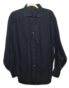 BUGATCHI UOMO  Mens long sleeve plaid dress shirt Blue Black Large? - Bild 1 von 6