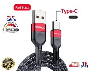 Câble USB Type C Charge Rapide 3A Câble De Données Cordon 1M Nylon Tressé Essage - Photo 1 sur 7
