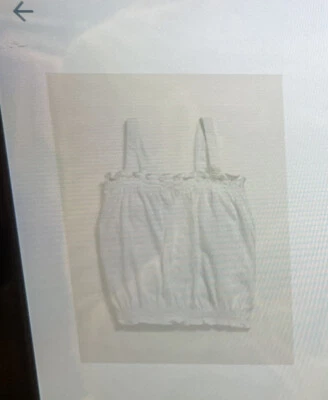 Sleeveless Smocked Lettuce-Edge. White  Top for Girls Size L 10-12 NWT - Image 1 of 2