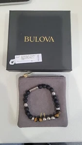 Bulova Jewelry 8.3mm Tiger's Eye, Lava Stone and Stainless Steel Bead Bracelet - Imagen 1 de 11