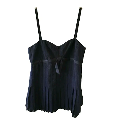 marc by marc jacobs top size 8 black cami blouse sleeveless silk pleated - Image 1 of 4