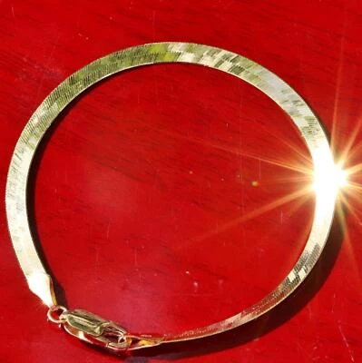 14k yellow gold bracelet Italian 7.12" herringbone chain Italian 3.5gr Milor - Image 1 of 4