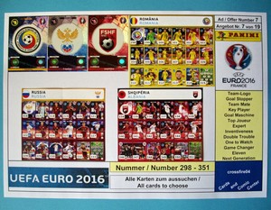 Panini Adrenalyn European Championship Euro 2016 - Romania, Russia, Albania All Cards No. 298 - 351