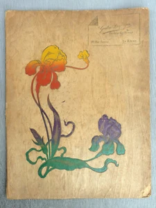 Jugendstil-Umschlag / Mappe aus geprägtem und bemaltem Furnierholz - Picture 1 of 4