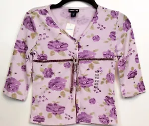 Y2K Limited Too Purple Shirt Flowers Roses Girls Sz Sm 10 NEW Blouse Pearl Butto - Picture 1 of 6