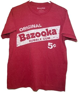 Camiseta Bazooka Bubble Gum Mediana Vintage Roja Distress Manga Corta Gráfica Foto 1 de 3