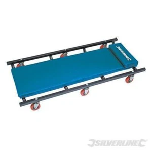 LETTINO SOTTO-AUTO PER MECCANICI CON 6 RUOTE POGGIATESTA E SCHIENALE SILVERLINE - Picture 1 of 1