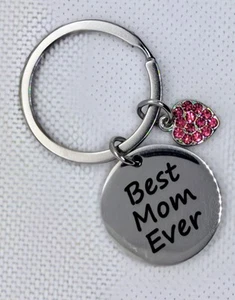 Best Mom Ever Keychain With Charm - Picture 1 of 2