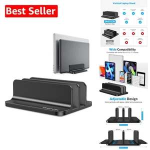 Elegant Adjustable Vertical Laptop Stand for Mac & Gaming Laptops Up to 17.3 in - Picture 1 of 10