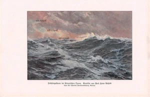 Frühlingssturm im Atlantischen Ozean - Hans Bohrdt - 1924 - Kunstdruck ~16x25cm - Bild 1 von 1