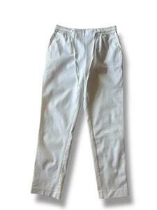 Pantalón Zara Mujer M Blanco Pull On Pierna Recta Sarga Cordón - Imagen 1 de 5