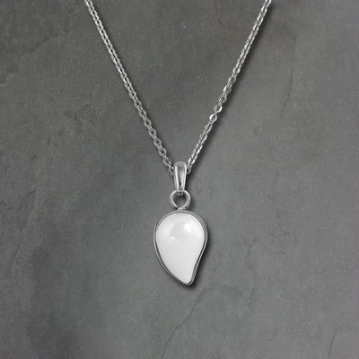 Amello Collana Acciaio Inox Ceramica 50cm Gocce Gioiello Argento Bianco ESKX45W5 - Immagine 1 di 4