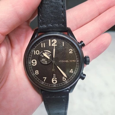 PARTS ONLY Michael Kors 1150234 Hangar Brown Dial Black Leather Men's Watch 45mm - Image 1 of 4