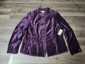 Coldwater Creek Size 16 Petite Velveteen Contrast Jacket Nwt (Eb5) - Picture 1 of 3