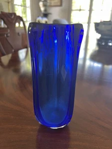 6,5" Kobaltblaue Vase mundgeblasene & geformte Glasknospenvase - Bild 1 von 4