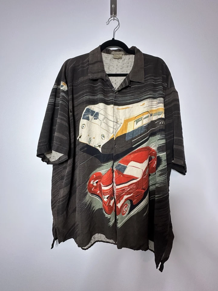 Camisa Tulliano 100% Seda Para Hombre Talla XXL Manga Corta Abotonada Calce Relajado Foto 1 de 4