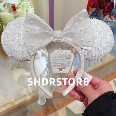 Disney 2025 white pearls minnie mouse ear headband shanghai disneyland - Image 1 of 2