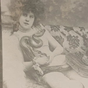 Circus Freak Side Show Stereoview Woman With Python - Picture 1 of 4