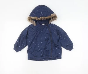 H&M Girls Blue Puffer Jacket Coat 2 Years - Picture 1 of 12