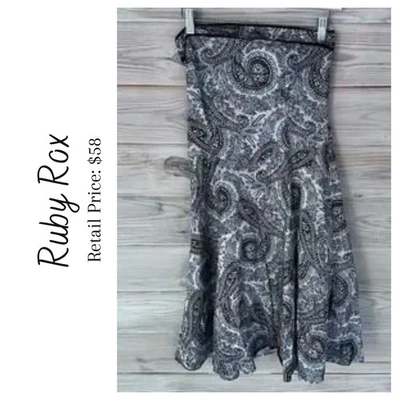 Ruby Rox Black & White paisley Strapless Dress - Image 1 of 4