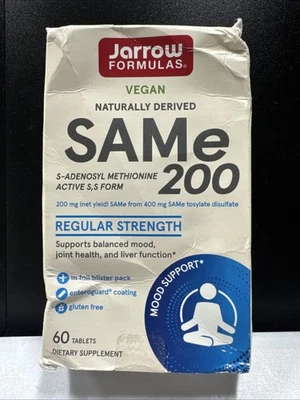 Jarrow SAMe S-Adenosyl-L-Methionine 200mg-60 Bone-Joint-Liver-Mood *Damaged Box! - Image 1 of 4