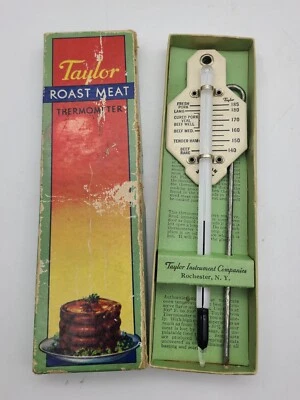 Vintage Taylor Roast Meat Thermometer 1934 USA Original Box - Image 1 of 4
