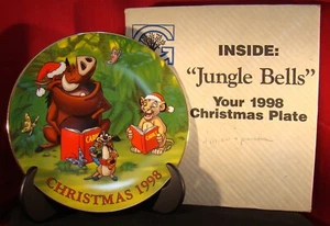 DISNEY GROLIER CHRISTMAS PLATE 1998 LION KING "JUNGLE BELLS" WITH BOX! - Picture 1 of 7