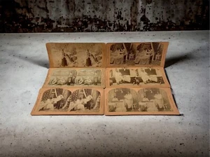 6 tarjetas estereográficas antiguas de 1900' B&W divertida fotografía de vida en el hogar BW Kilburn - Imagen 1 de 9