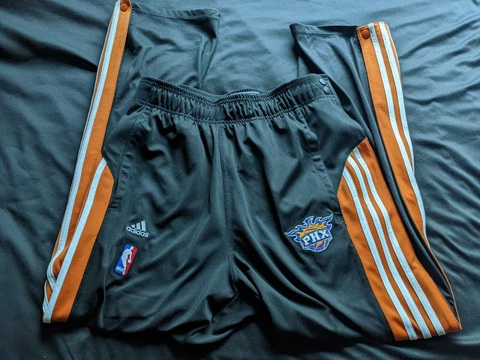 Vintage Adidas NBA Phoenix Suns ON COURT Button Down WARM UP Pants Mens Large Cover