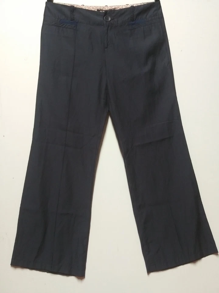 Pantalones de pierna ancha Burning Torch para mujer talla 12 azul tiro medio algodón rayón NUNCA USADOS Foto 1 de 4