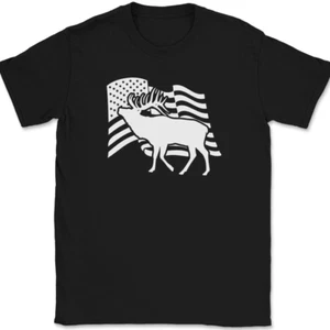 American Elk Hunting T-Shirt Hunter Deer Hobby USA Pride Gift Graphic Tee - Picture 1 of 10