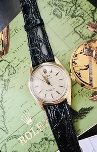 Vintage Men’s 1958 Rolex Oyster Perpetual Gold Watch 34mm Ref 6634 ~ Gorgeous - Picture 1 of 6
