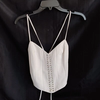 VTG 80s Ezza Michael Hoban Leather Bustier Corset Halter Crop Top Sz 6  - Image 1 of 4