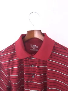 PGA TOUR Golf Shirt Ärmel Poloshirt 100% Polyester M/M rot weiß/schwarz Streifen - Bild 1 von 6