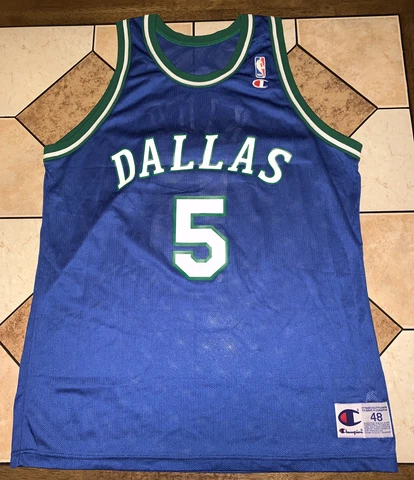 90s NBA Champion Jersey Dallas Mavericks Jason Kidd signed COA Size 48 Cover