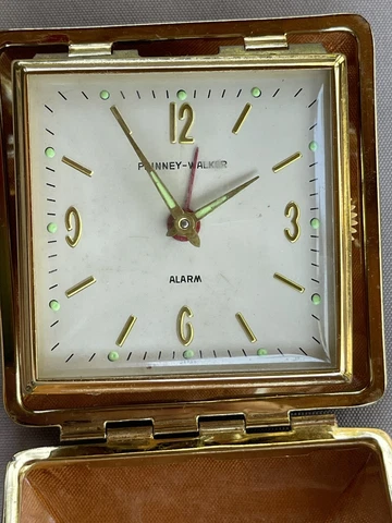 Phinney Walker Travel Alarm Clock Glow In Dark Radium Hands & Dots (Japan) TLC Cover