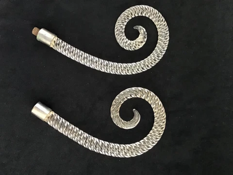 Pair curved glass chandelier inserts parts - swirls excellent condition Cover