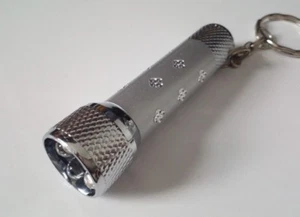 Mini Torch Flashlight Keyring Keychain Portable Gift Silver Rhinestone studded - Picture 1 of 2