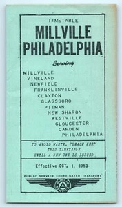 Fahrplan Öffentlicher Dienst Bus Philadelphia PA nach Millville NJ 1. Oktober 1953 - Bild 1 von 4
