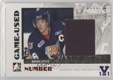 2007-08 ITG Heroes and Prospects Game-Used Number 1/1 Bryan Little Rookie RC fm0