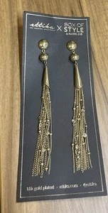 Ettika Box Of Style By Rachel Style Gold 5” Tassel Earrings NWT 18k Gold Plate - Picture 1 of 6
