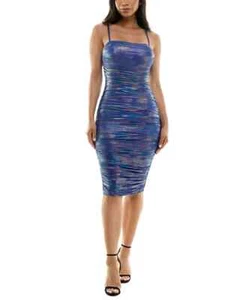 pear culture Juniors' Straight-Neck Sleeveless Bodycon Dress, Blue, XS - Picture 1 of 3