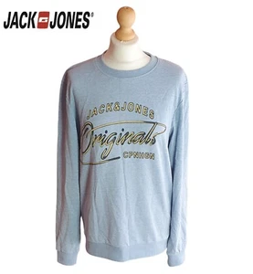 Jack & Jones Men's Light Blue Graphic Sweatshirt UK Size M Crew Neck Jumper - Picture 1 of 9
