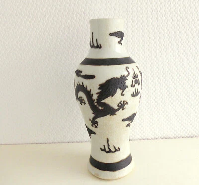 XL chinesische Drachen Vase, Keramikvase signiert, Mid Century Modern - Bild 1 von 4