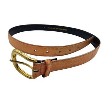 BELT Snake Skin Scaled Reptile Peach Pink Gold Buckle Quiet Luxury Western Rodeo - Image 1 of 4