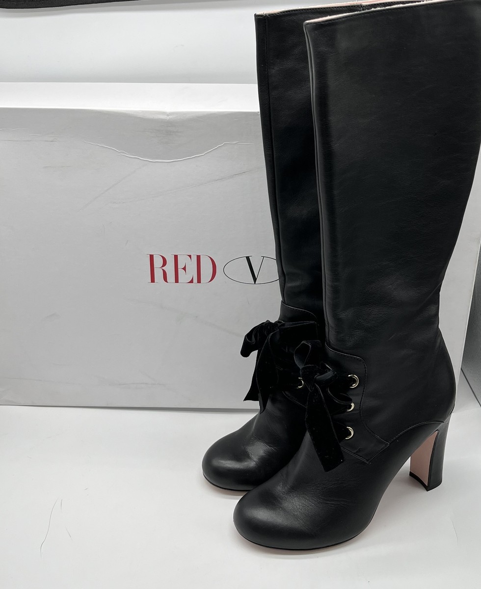 バレンチノガラバーニ　 スウェード ロングブーツ 　バックジップ　37 1/2 Valentino Women's Knee High Boots with Upper Leather for