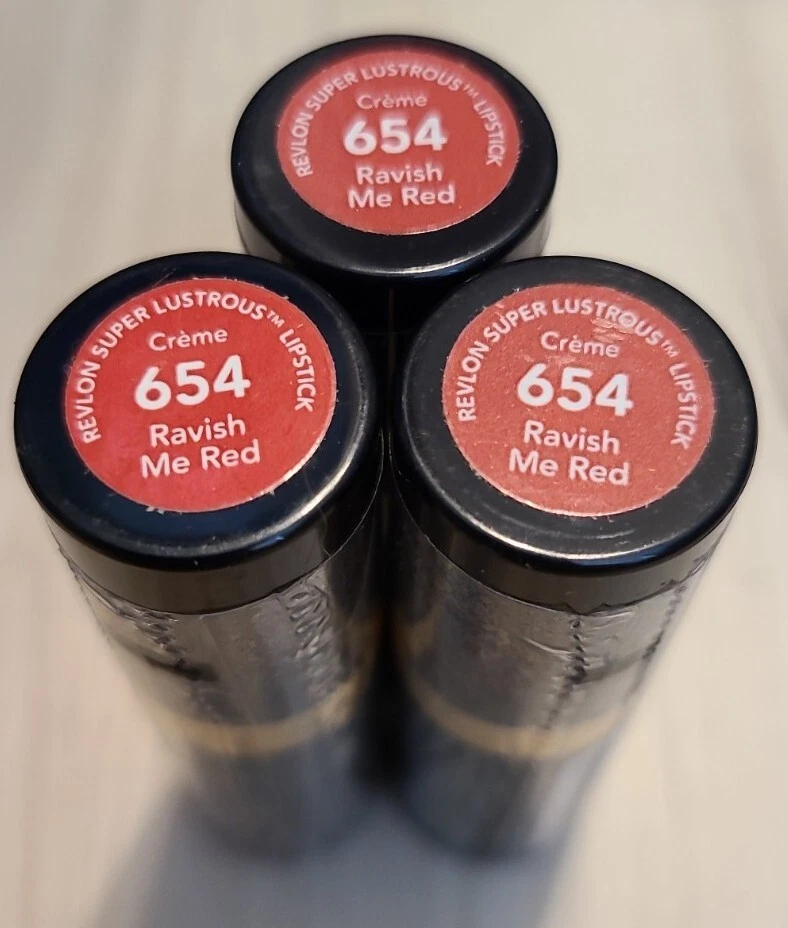 3x Revlon Super Lustrous Lipstick - Creme - 654 Ravish Me Red - Image 1 of 1