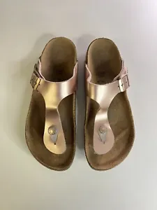 Birkenstock Gizeh Narrow Fit Leather Metallic Copper Sandals Size 2.5/EUR 35 - Picture 1 of 12