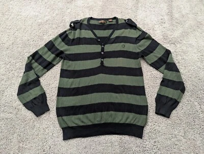 Ben Sherman Pullover Mens Large Sweater Henley Long Sleeve Striped Green - Image 1 of 4